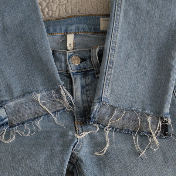 Rag & Bone Size 25 Light wash Blue Capri Distressed Step Hem Jeans - Picture 15 of 16